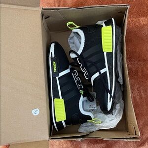 Adidas Kids Black and Bright Yellow Sneakers NMD_R1 EL I kids size 9